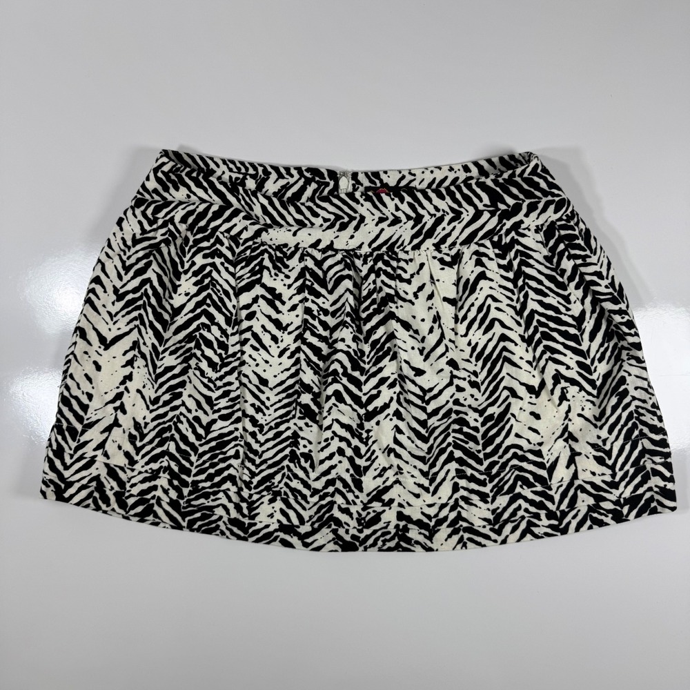 21 Women's Black & White Zebra‎ Print Linen Mini Skirt Size Large